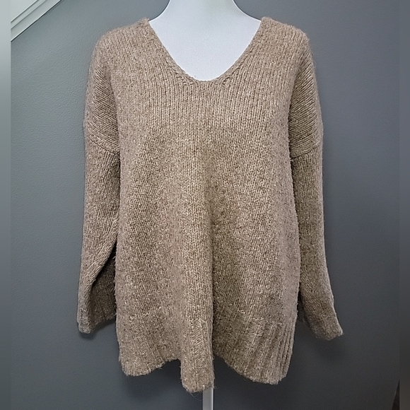 Eileen Fisher Womans Small Alpaca Wool Organic Cotton Sweater Taupe Oversized - Picture 1 of 6